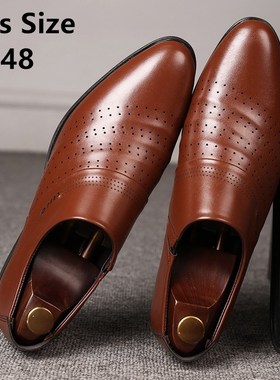 Summer Men Leather Shoes Hollow Out Breathable Dress Shoes