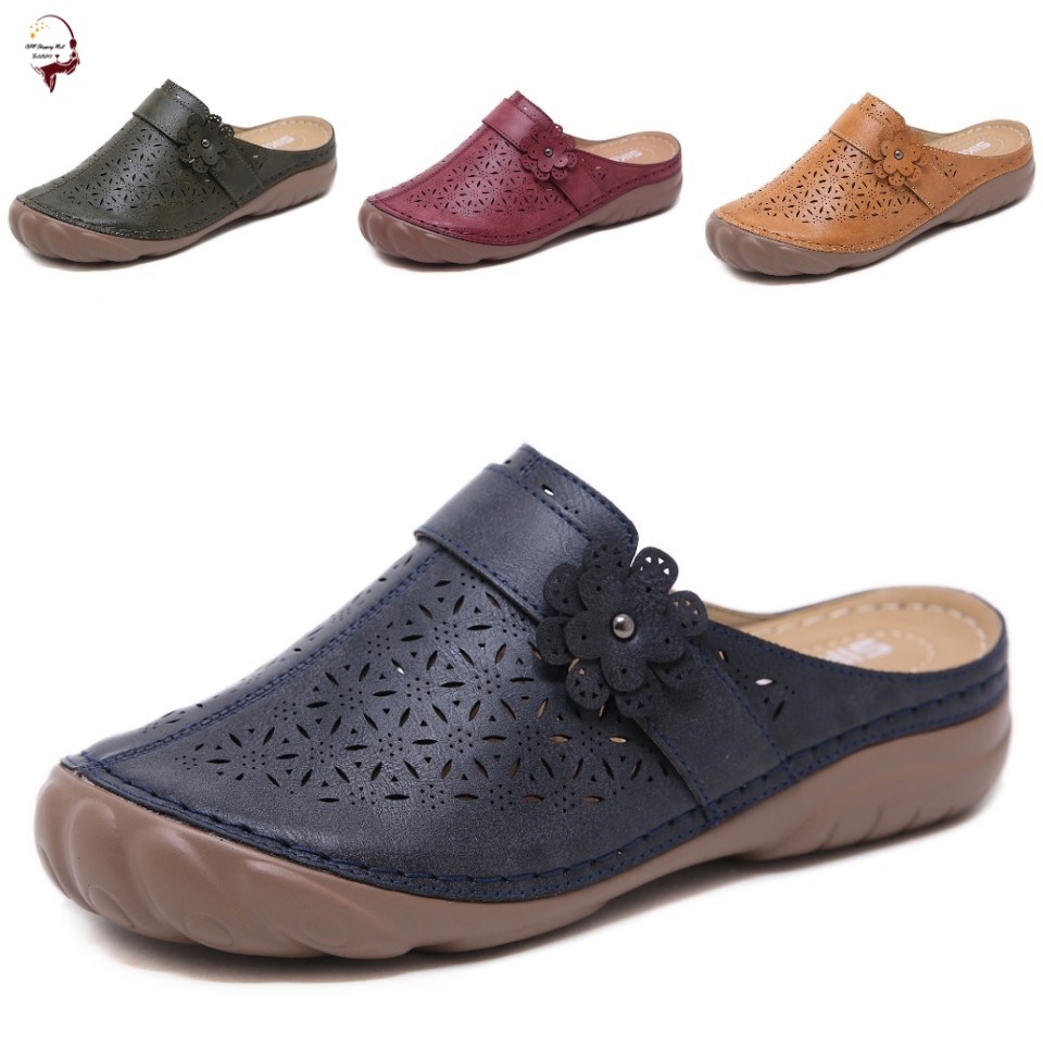 women retro boat shoes summer flat sandals big size 44 女鞋