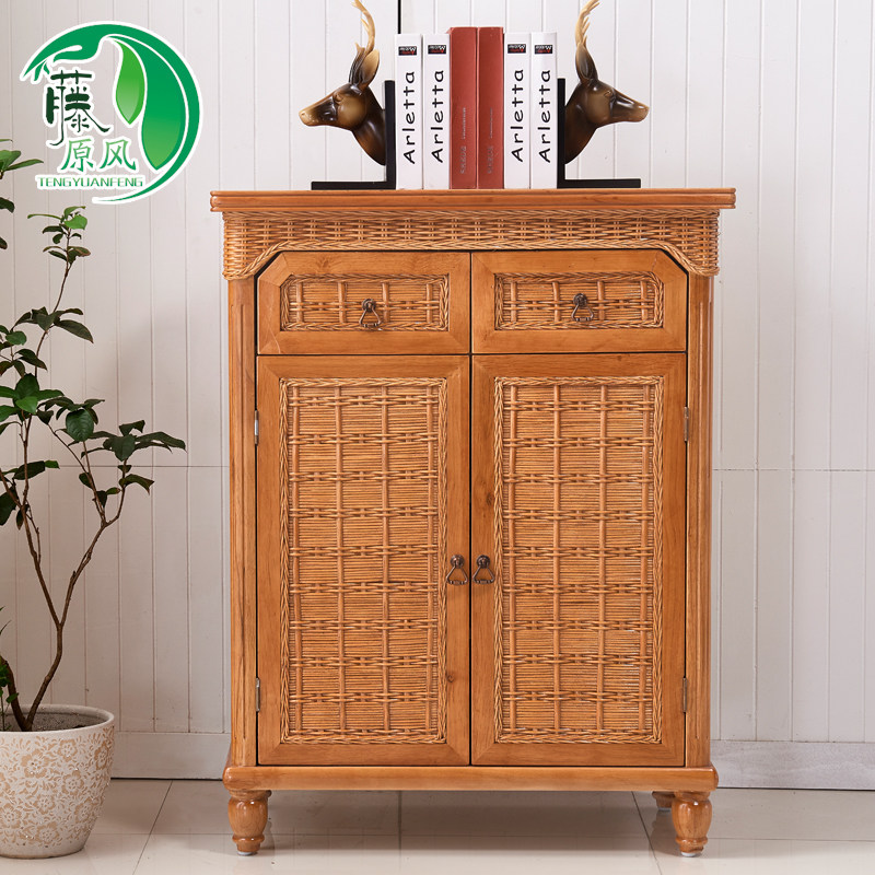 特价藤艺实木鞋柜双对开门组合装多用厅角穿放鞋架藤编家具|msdalam kategori perabot kediaman, kabinet, kotak kasut - dari Buy2taobao.com untuk memberikan perkhidmatan ejen Taobao profesional membeli