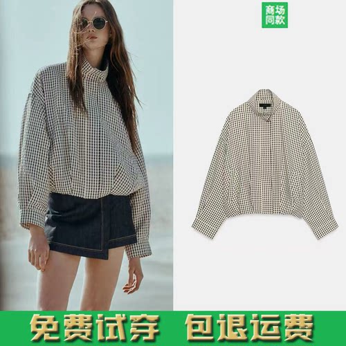 2026夏秋季新品 女装长袖立领格子飞行员夹克外套 3046210 093
