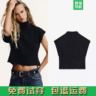 针织衫 立领罗纹背心式 短款 马甲 401 春秋新品 6771113 女装