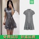 新品 2180301 女装 式 春季 饰格子短连衣裙 衬衫 学院风叠层装 111