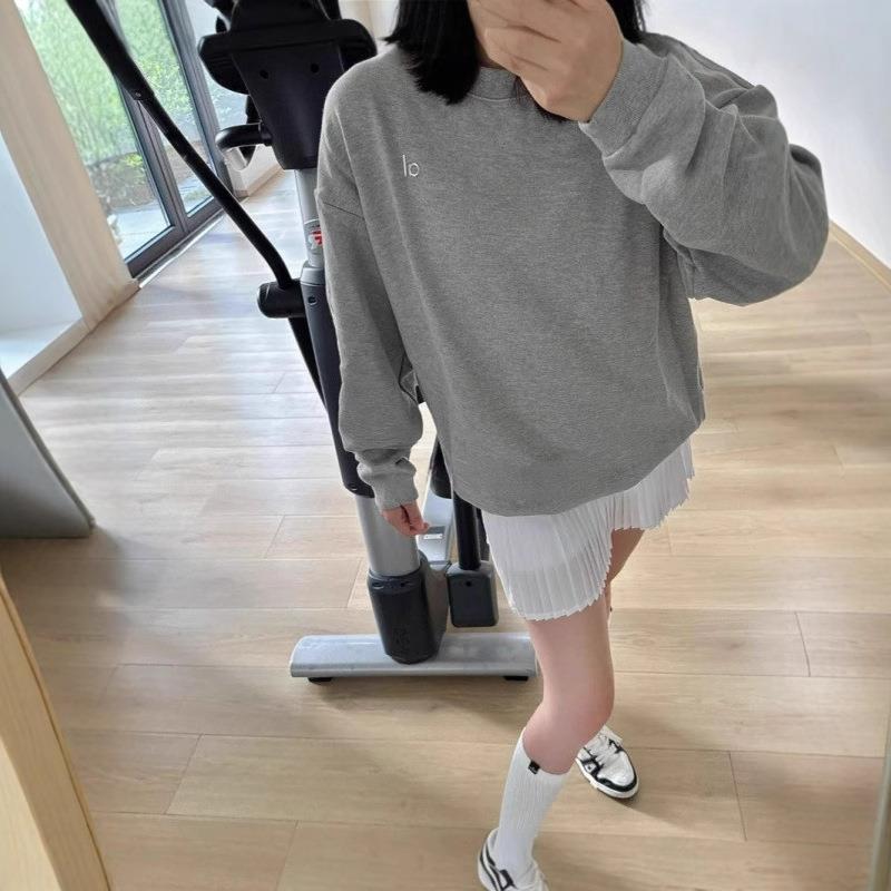 25秋冬季Alo字母圆领卫衣女休闲百搭经典纯色运动上衣时尚百搭女