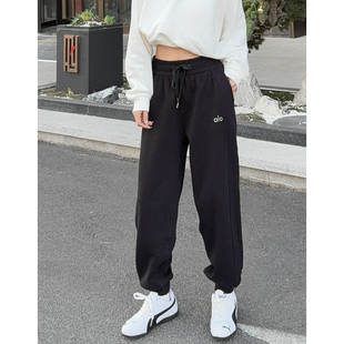 长裤 2026新款 棉纺毛圈布束口休闲裤 银标直筒束脚男女同款 ALO经典