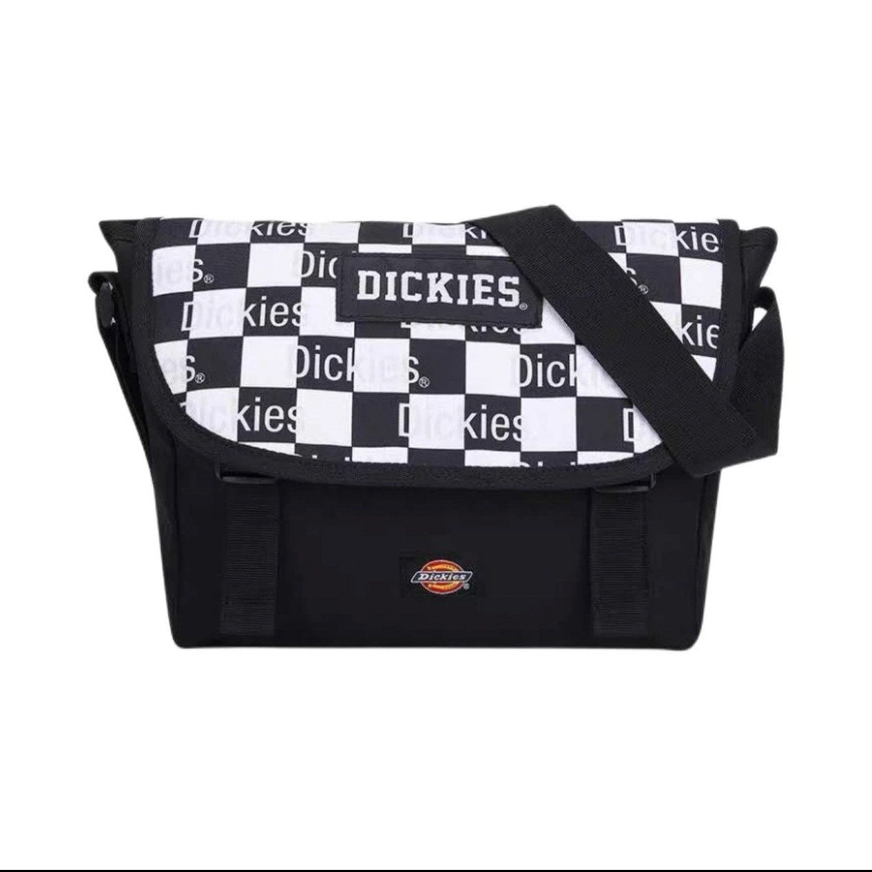 Dickies 夏季工装风刺绣字母款字母印花休闲包盖式单肩包 黑白