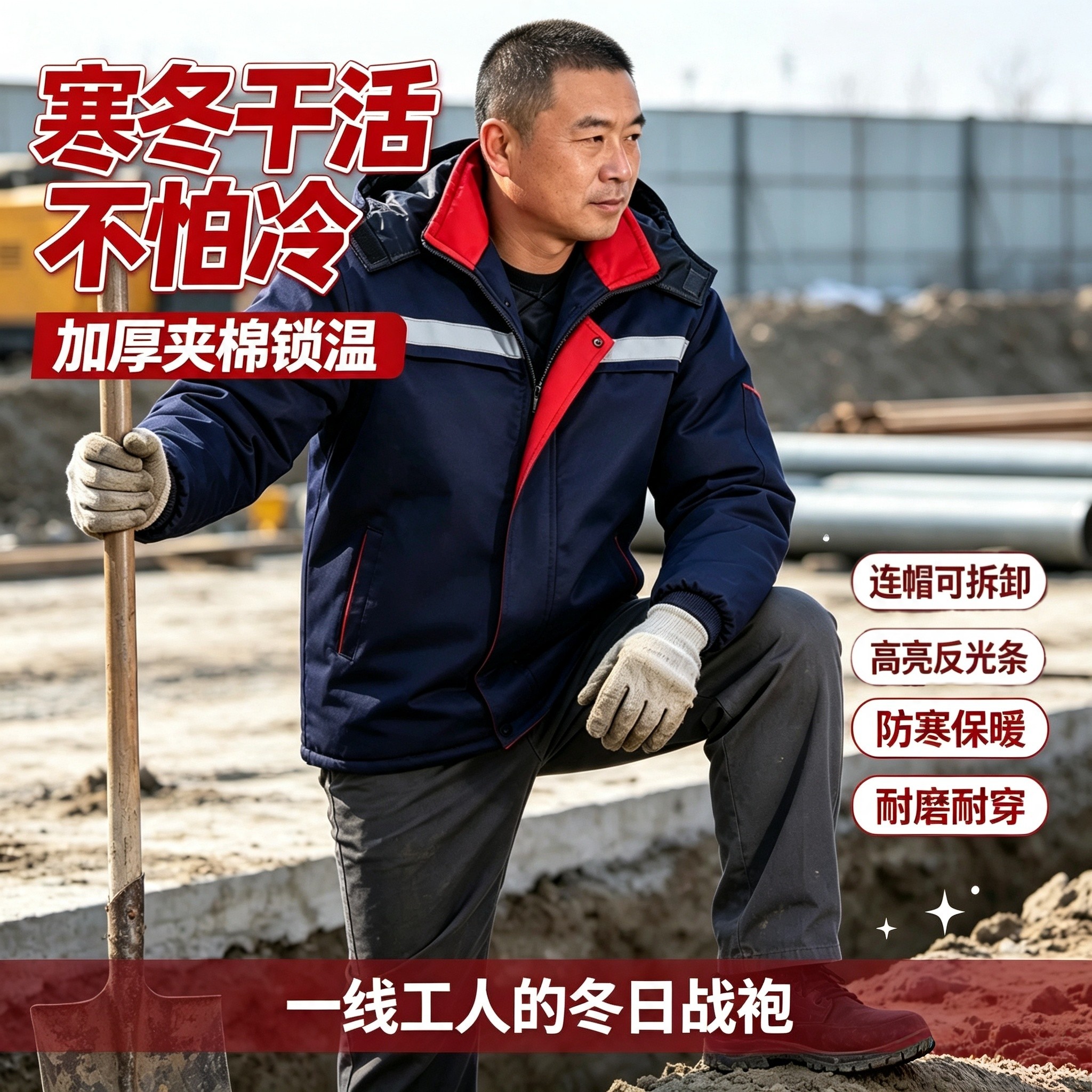 工作服棉衣男耐磨上衣汽修厂服保暖劳保棉袄防寒外套工装防寒保暖