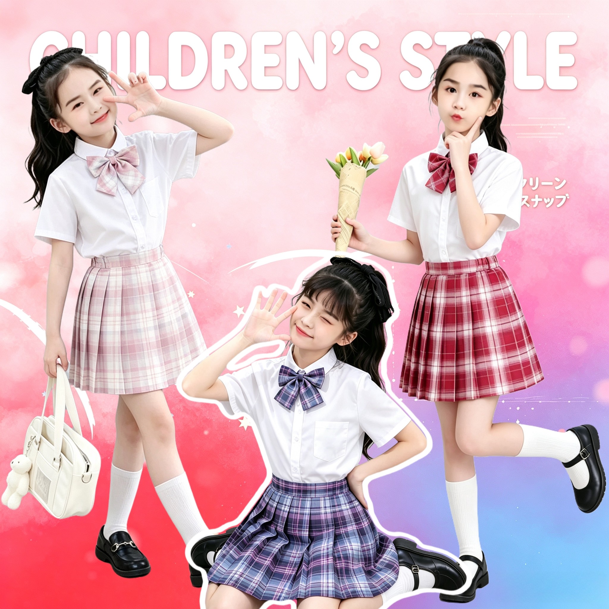 jk制服套装衬衫袜子原创裙子格裙领结水手服堆堆袜外套学院风女童