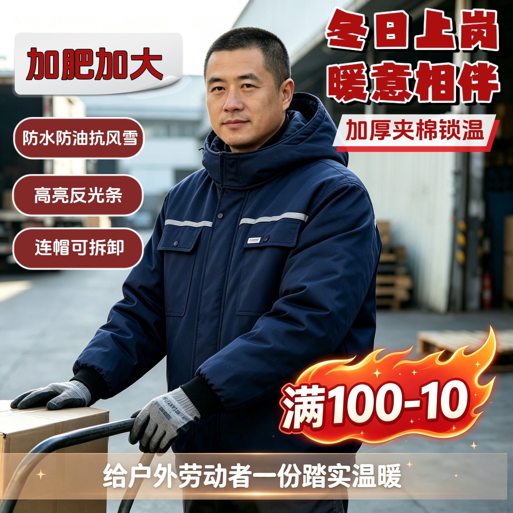 冬季棉服加厚防雨防水工作服棉衣男女防寒服棉袄特厚保暖劳保