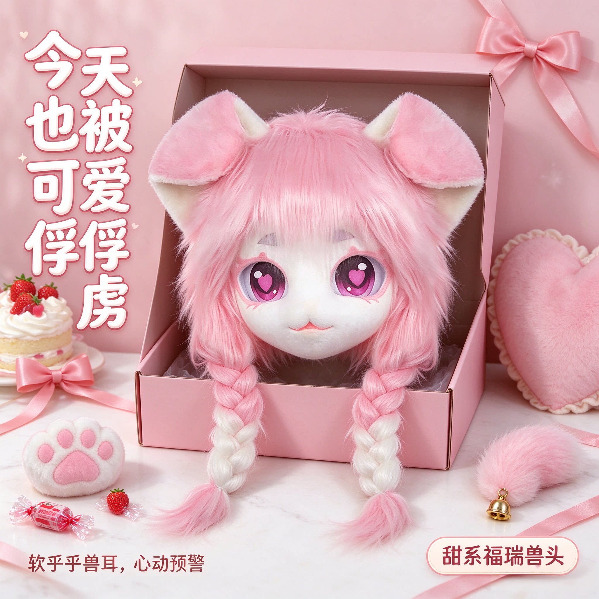 福瑞兽装兽头全套头套爪子cos全装脚爪紧身衣尾巴衣服小孩子袜鞋