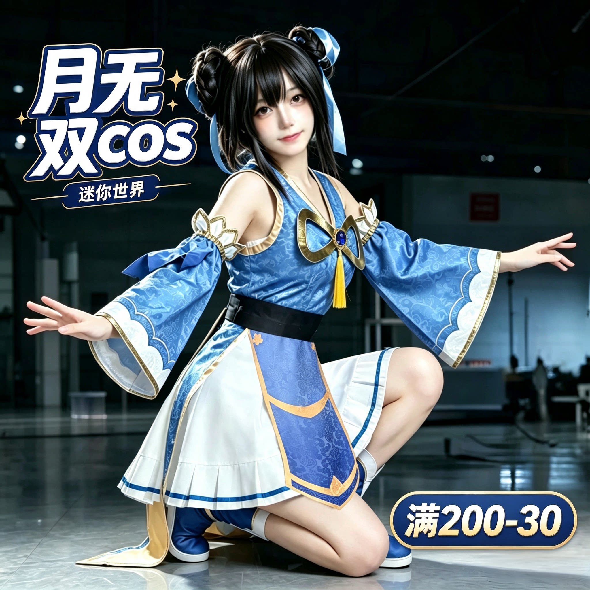 迷你世界cos服月无双cosplay周边磁力方块能量剑小学生假发袜子