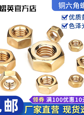 黄铜六角螺母全铜螺帽国标螺丝帽M2M3M4M5M6M8M10M12M14M16M20M24