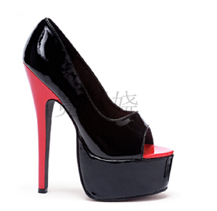 美国Ellie Shoes 16.51cm双色组合浅口鞋防水台鱼嘴高跟鞋女鞋