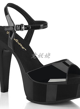 美国代购Pleaser/Fabulicious12.7cm厚底防水台露趾踝带高跟凉鞋