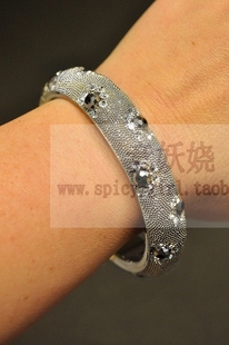 美国代购【Western fashion】手工制作镶嵌宝石印度手镯流行首饰