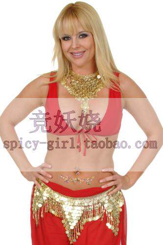 美国代购【Western fashion】金属链条腰带V型硬币挂坠肚皮舞腰链