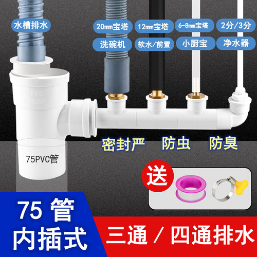 洗碗机排水管接头三通厨房水槽