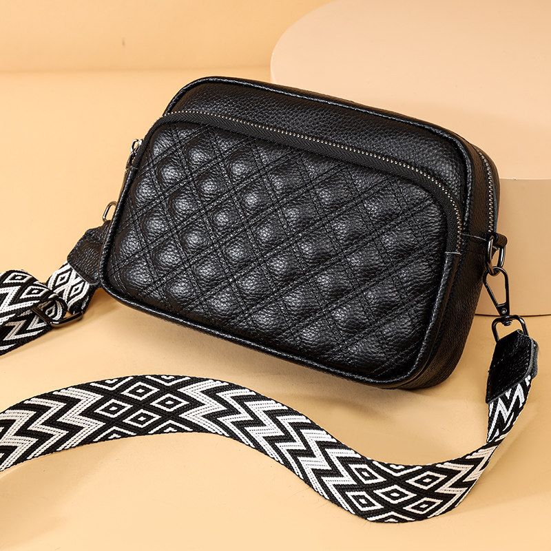 品牌正品真皮斜挎三层小包女2025新款头层牛皮女包百搭单肩斜挎包