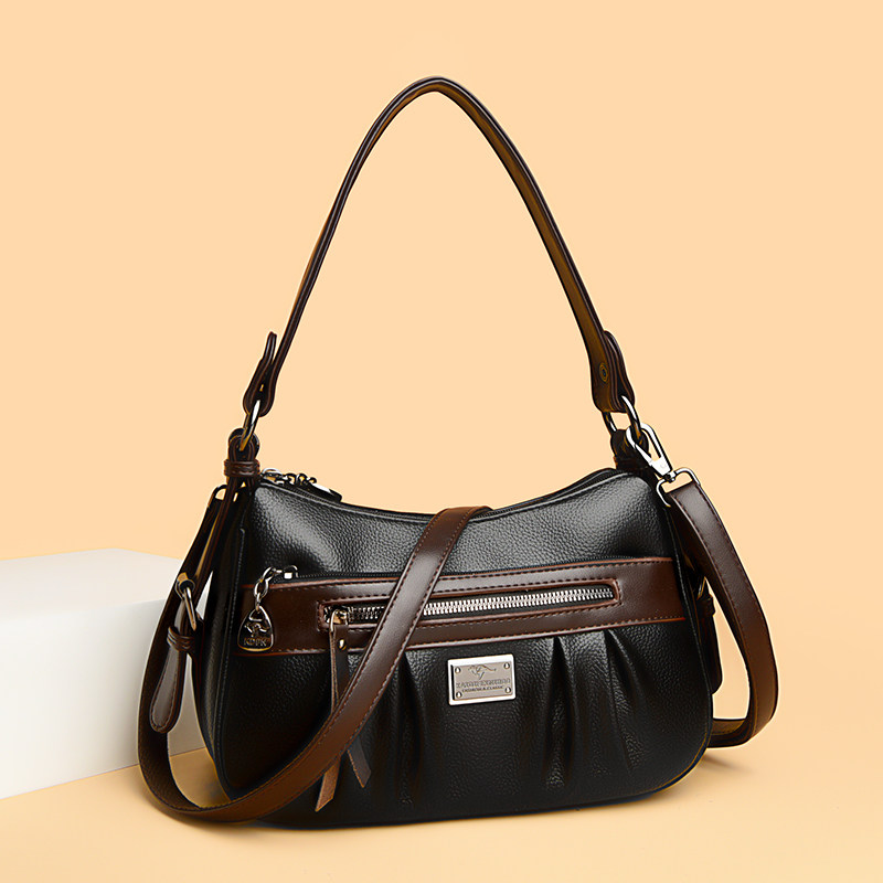 骞诺贝儿真皮质感女包2026春季新款大容量斜挎包休闲简约妈妈包