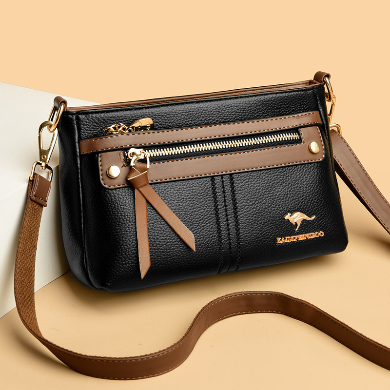 骞诺贝儿真皮质感女包2025新款潮多拉链单肩斜挎包大容量妈妈包