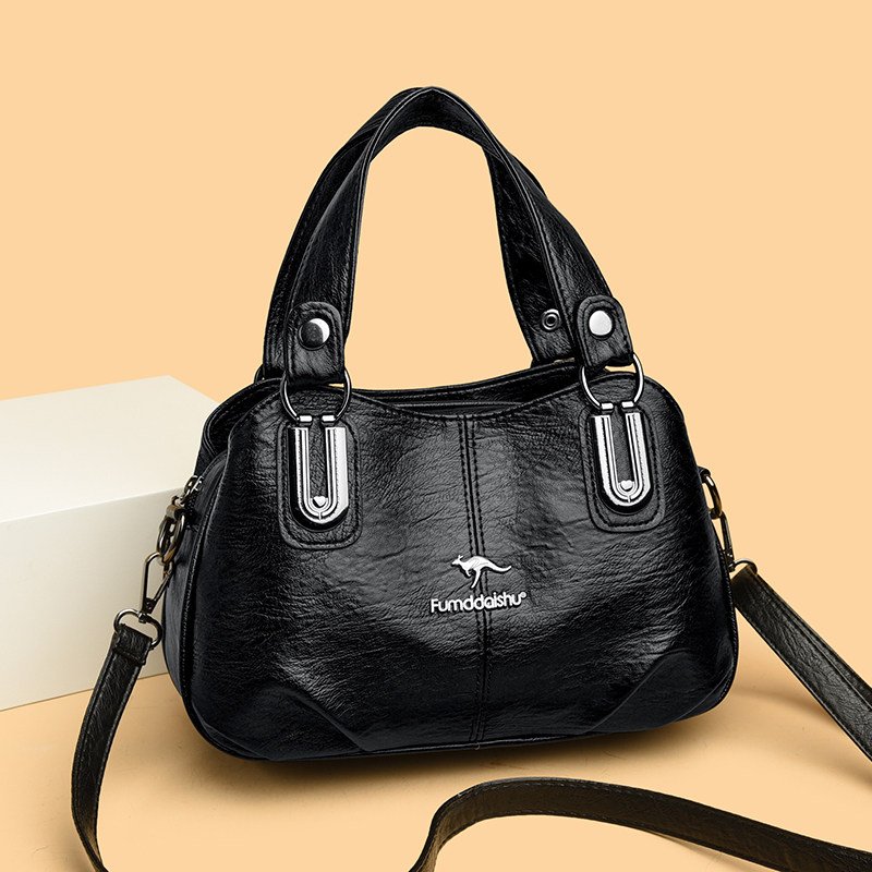 2025新款英伦风女包黑色手提包百搭大容量单肩斜挎包中年妈妈包