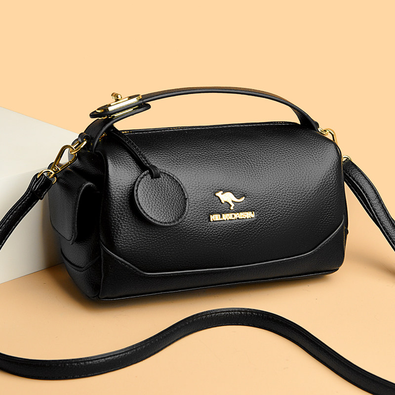 骞诺贝儿真皮质感枕头包女单肩斜挎包百搭通勤黑色手提包