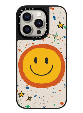 MIAIKOSS/妙吻联名彩色星星点点笑脸满印适用iPhone16Promax苹果手机壳15潮牌14防摔套13个性12女17磁吸精致