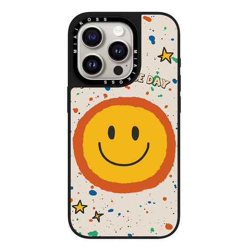 MIAIKOSS/妙吻联名彩色星星点点笑脸满印适用iPhone16Promax苹果手机壳15潮牌14防摔套13个性12女17磁吸精致