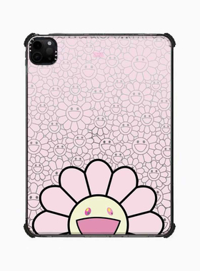 MIAIKOSS粉色笑脸太阳花粉底满印适用苹果iPad Pro11寸平板电脑mini7/6保护套ipad10/11代防摔壳13/12.9mini