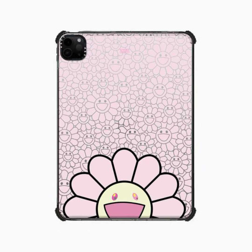 MIAIKOSS粉色笑脸太阳花粉底满印适用苹果iPad Pro11寸平板电脑mini7/6保护套ipad10/11代防摔壳13/12.9 air8