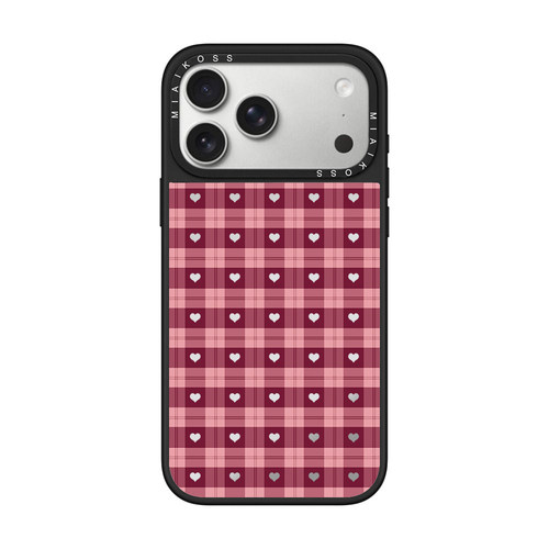 MIAIKOSS联名红粉棕格纹爱心适用iPhone17Promax苹果16手机壳15潮牌14防摔套13个性12女11艺术家磁吸版条纹