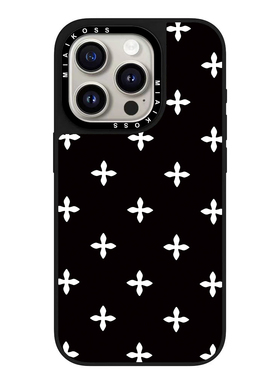 MIAIKOSS/妙吻黑镜联名黑花园白十字花适用iPhone16Promax苹果17手机壳15潮牌14防摔套13个性12女11创意磁吸