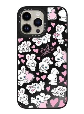 MIAIKOSS/妙吻联名满印爱心兔兔顽皮兔适用iPhone16Promax苹果手机壳15潮牌14防摔套13个性12女11精致磁吸版