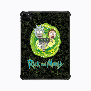 联名黑底瑞克与莫蒂适用苹果iPad Pro11寸平板电脑mini7/6保护套ipad10/11代防摔壳13/12.9mini7卡通A16/air8
