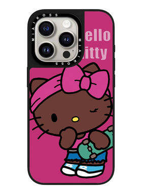 MIAIKOSS/妙吻联名HelloKitty黑皮辣妹凯蒂猫花花适用iPhone16Promax苹果17手机壳15/14防摔套13个性12女磁吸