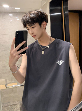 2024新款复古潮流印花无袖男女宽松运动健身美式背心M4108特p18