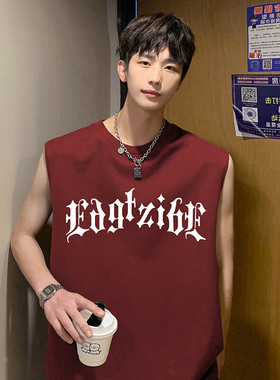 2024新款复古潮流印花无袖男女宽松运动健身美式背心M4132 特p18