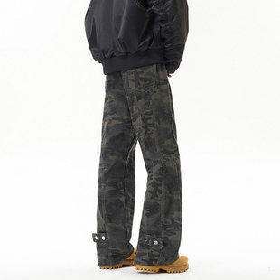 LK24386 特 ins高街暗黑小众铆钉迷彩牛仔裤 美式