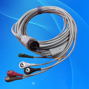 心电监护仪配件迈瑞 里邦 金科威科曼连接线6针一体电极线导联线