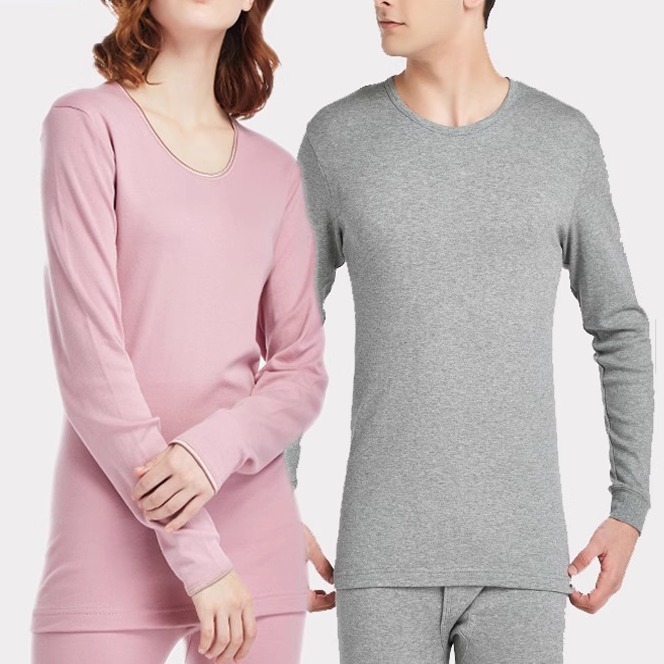 三枪圆领中老年宽松全棉保暖套装