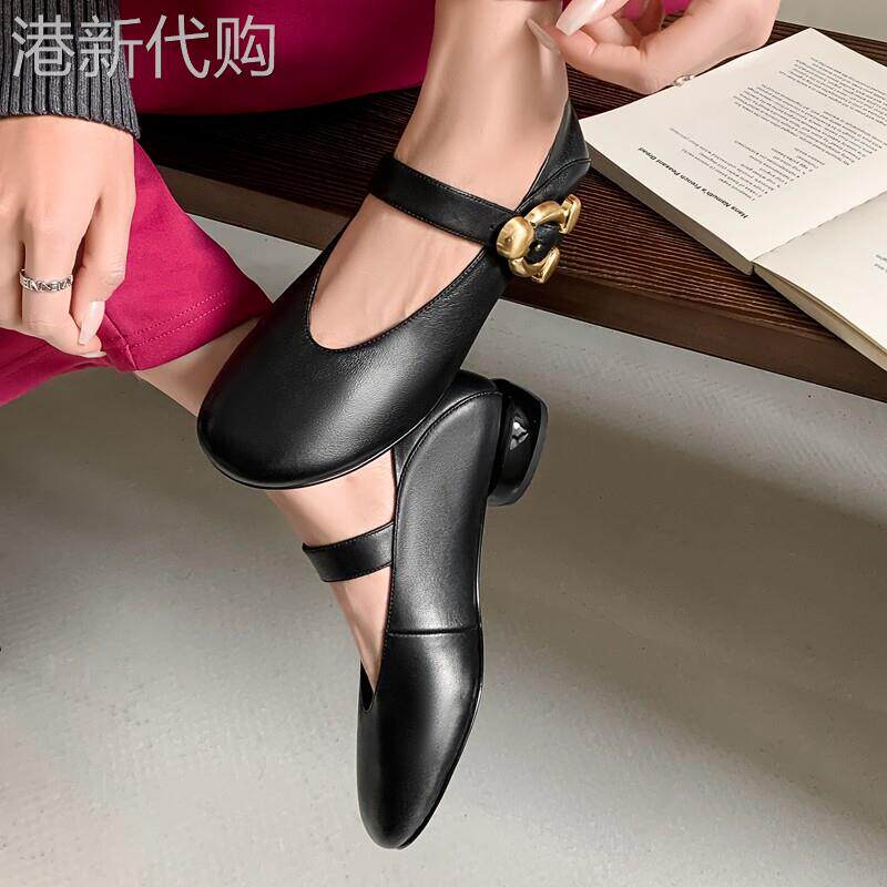 海顿公园~百搭英伦风玛丽珍鞋早春真皮女鞋可爱舒适圆头粗跟单鞋