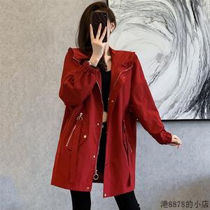 欧洲站大码风衣外套女2024年春秋新款胖MM工装港风中长款夹克减龄