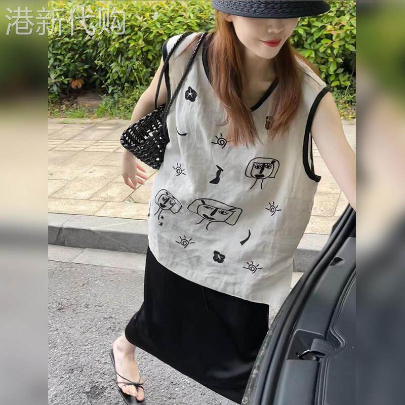 独特设计感白色无袖上衣小众日常简约风宽松休闲背心2026秋季新款