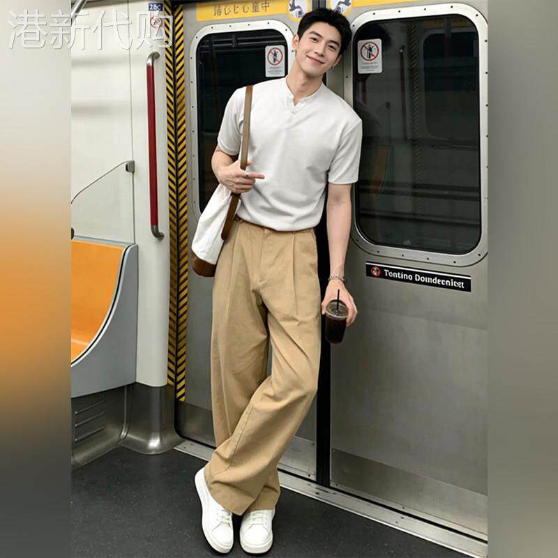 轻奢老钱风人夫感穿搭男生亚麻套装高级感垂感西裤夏装搭配一整套