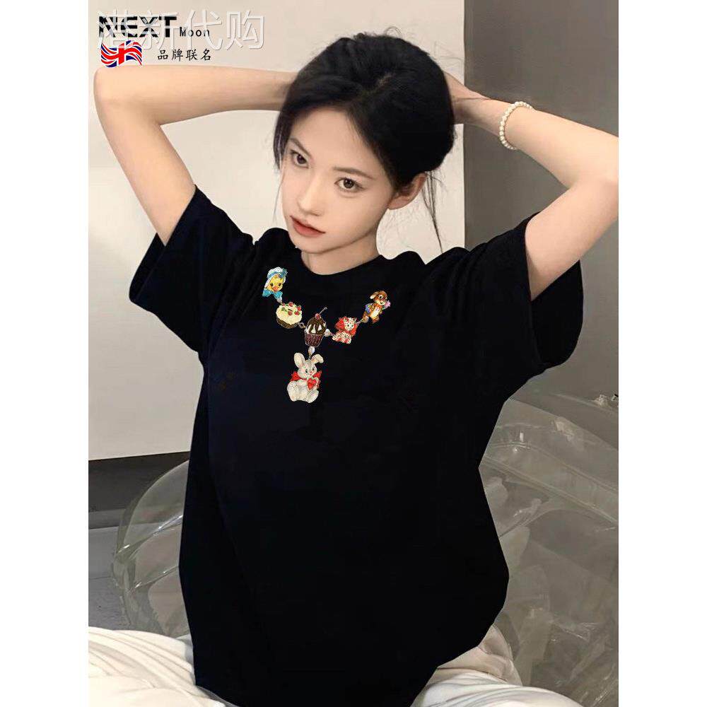 Next Moon英国联名美式高街正肩短袖t恤女夏季2025新款小众设计感