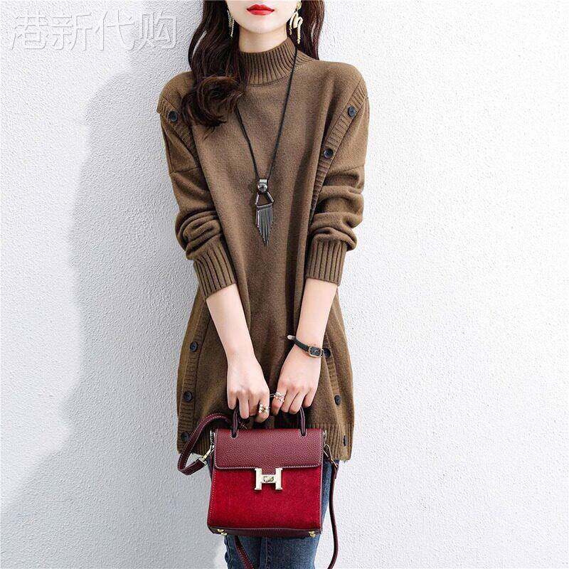 韩版半高领套头毛衣女2025秋冬新款打底衫时尚宽松加厚针织连衣裙