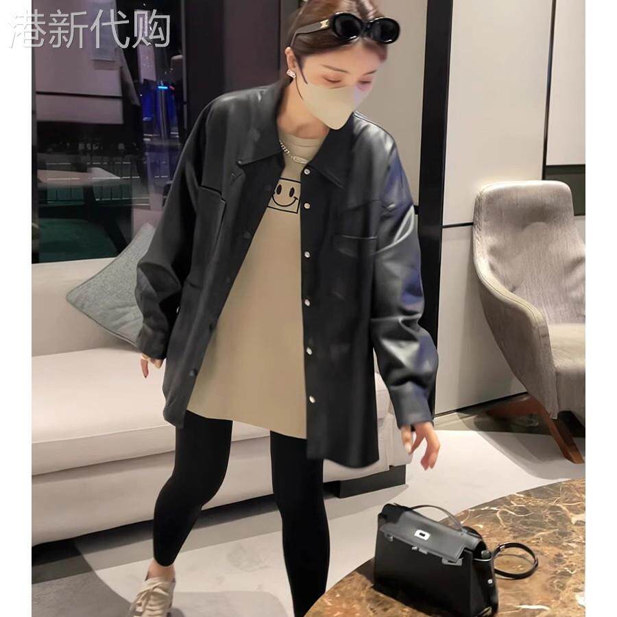 覆古黑色PU皮衣外套女夏季欧货2025新款设计感小众网红百搭皮夹克
