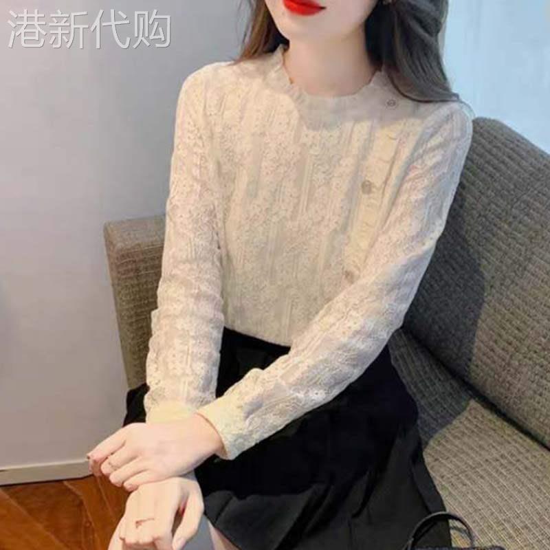 蕾丝打底衫女春秋季2025新款时尚洋派时髦小衬衫衣高级感内搭上衣