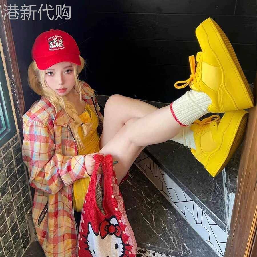 法国Uamtor黄色板鞋女款2026年新款春季多巴胺运动鞋潮休闲鞋