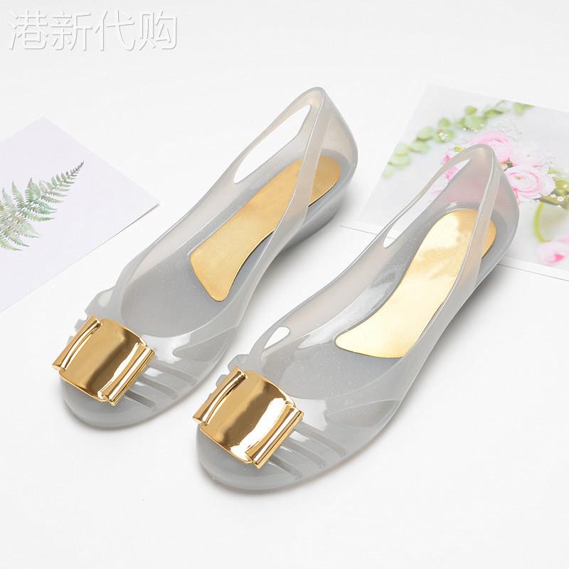 潮牌正品塑料果冻鞋女凉鞋包头平底沙滩鞋软面夏新款裸色防水雨鞋