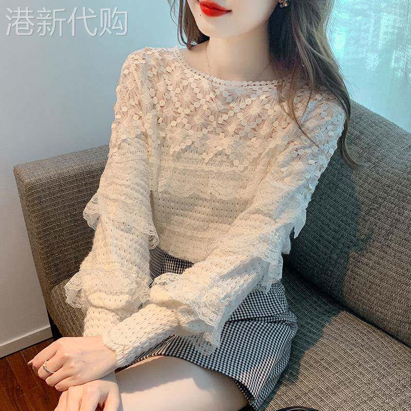 甜美风蕾丝打底衫女春季2025新款别致时尚衬衣女长袖套头气质上衣